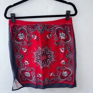 Vintage Red Paisley Bandana Print Mini Skirt size 10